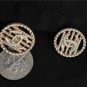 CC Logo(Set of 6) 18mm”dime size”AntiqueGold shade/ Chanel stamped back…